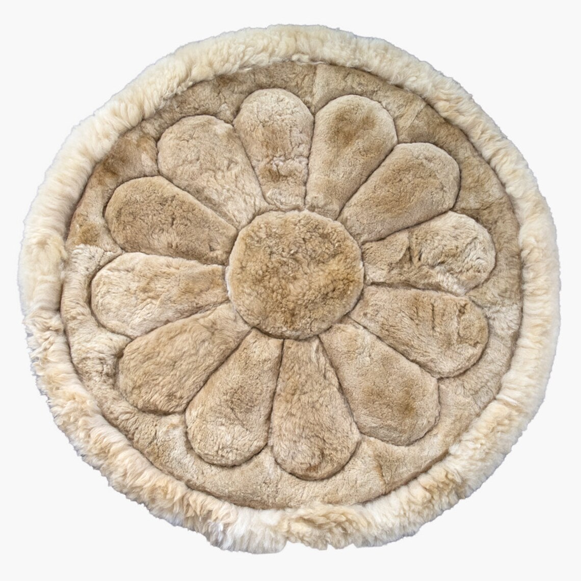 100% Alpaca White Flower Rug - Round Fur Rug , Luxury Alpaca Rug - Etsy