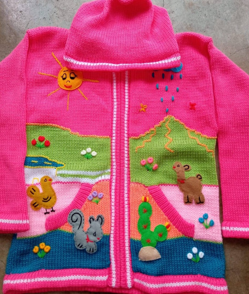 cardigan maglione in lana per bambini con dettagli ricamati scegli il tuo colore immagine 3