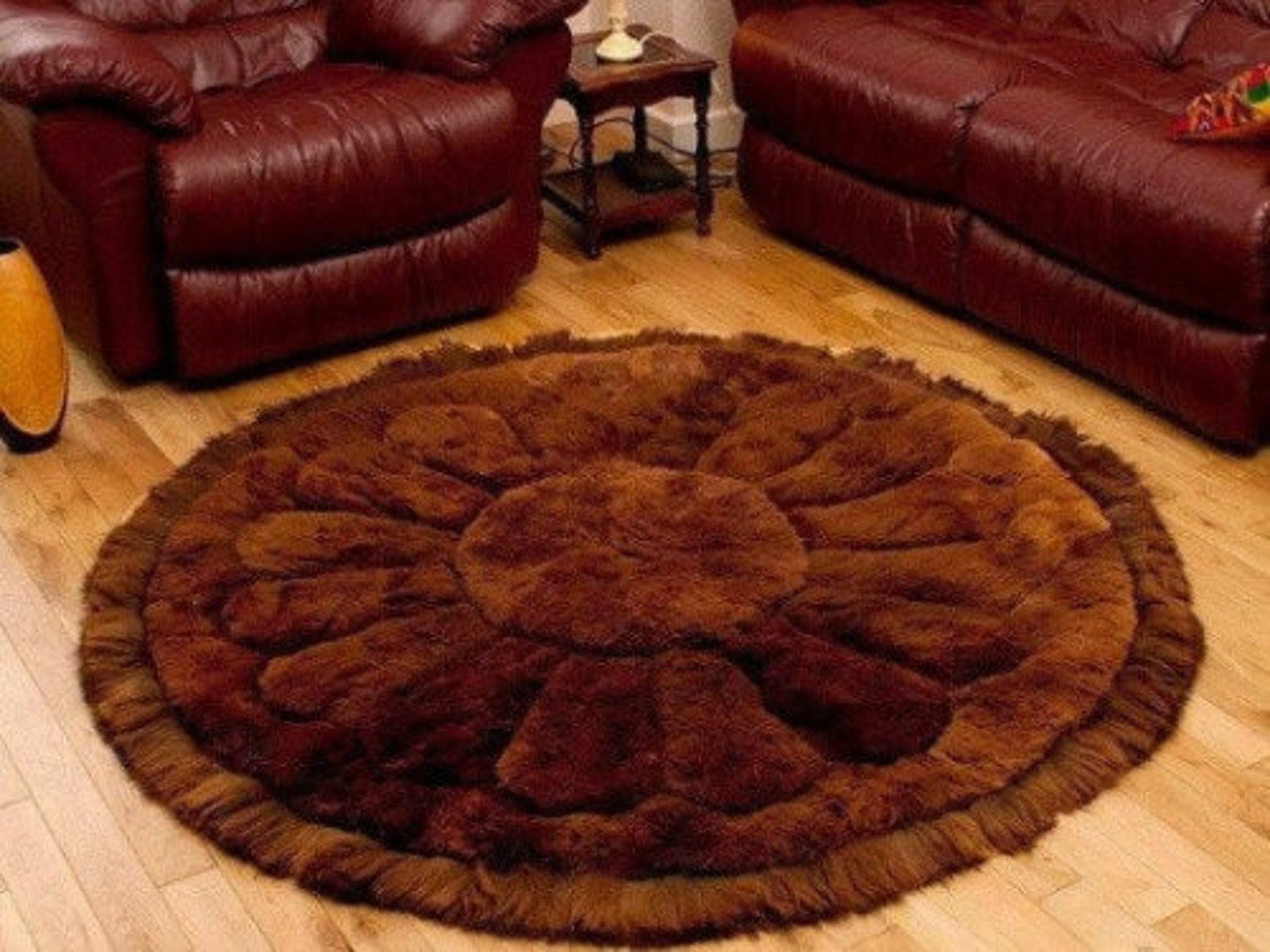 100% Alpaca White Flower Rug - Round Fur Rug , Luxury Alpaca Rug - Etsy