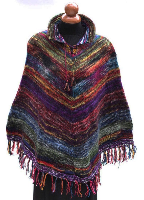 Colorful Alpaca Poncho Cape One Size - Etsy