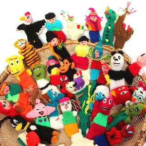 Lot of 100 Handknitted Finger Puppets Peru NEW