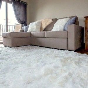100% baby Alpaca WhiteRug fur rug , Luxury alpaca rug white