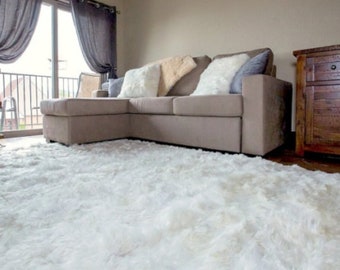 100% baby Alpaca  WhiteRug - fur rug , Luxury alpaca rug