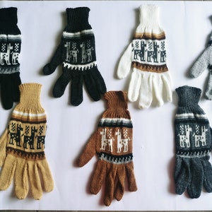 lot of 10 unisex peruvian alpaca gloves Light, warm, soft, delicate, ethnic llama design image 2