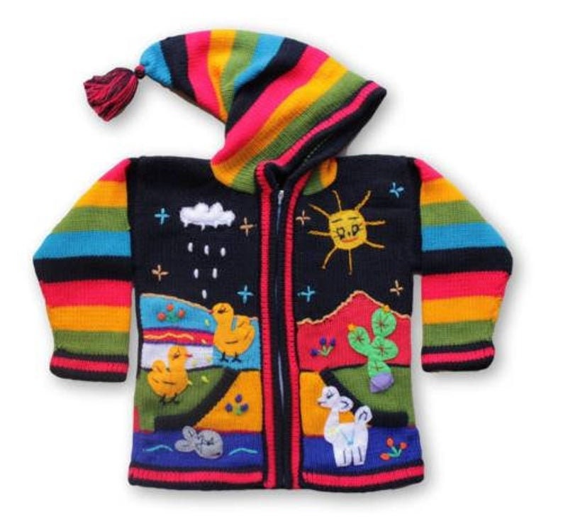 cardigan maglione in lana per bambini con dettagli ricamati scegli il tuo colore immagine 2