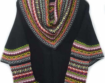 lussuoso mantello poncho da donna in lana di alpaca superfine con maniche