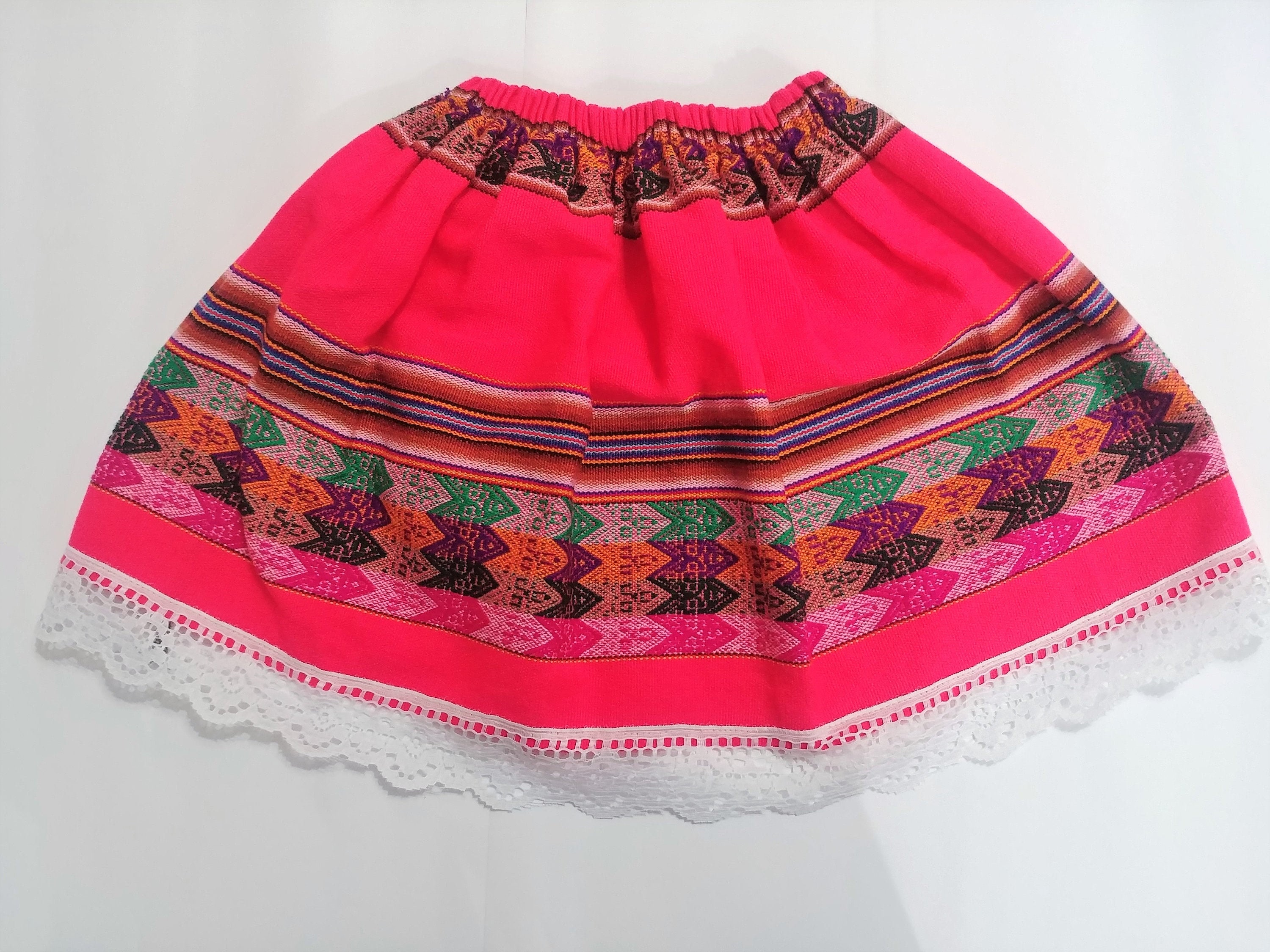 Colorful peruvian fabric skirt Multi Color Girls Skirt Etsy España