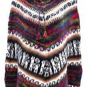 Colorful alpaca poncho cape one size