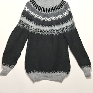 Unisex Black Alpaca Sweater , peruvian ethnic sweater