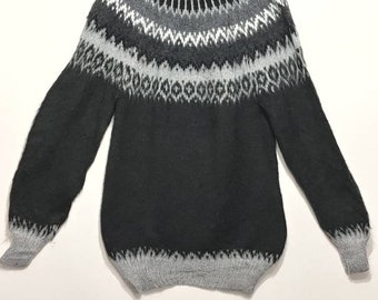 Unisex Black Alpaca Sweater , peruvian ethnic sweater