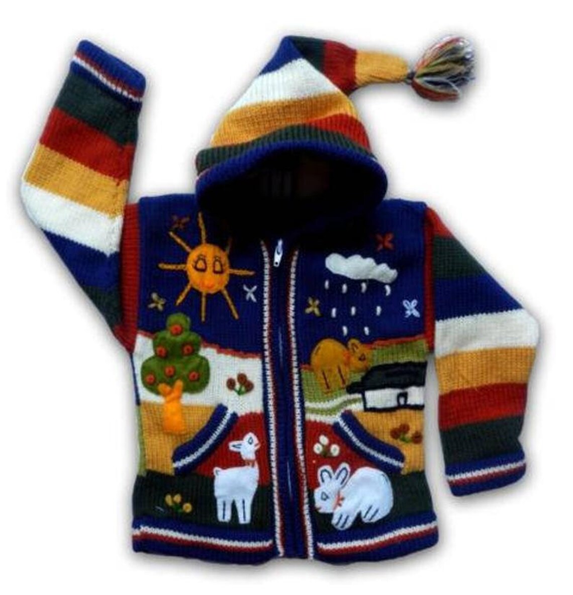 Peruvian Kids Wool Sweater Cardigan With Embroidered Details Etsy