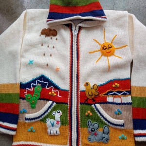 cardigan maglione in lana per bambini con dettagli ricamati scegli il tuo colore immagine 5