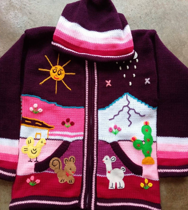 cardigan maglione in lana per bambini con dettagli ricamati scegli il tuo colore immagine 6