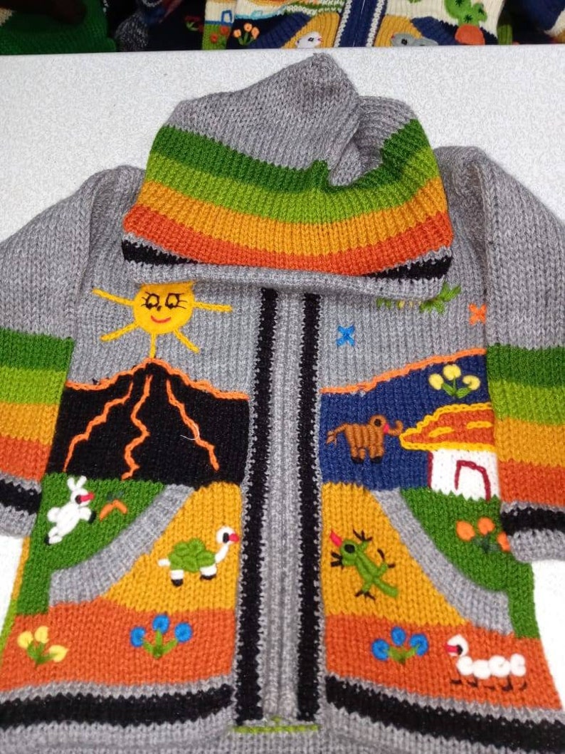 cardigan maglione in lana per bambini con dettagli ricamati scegli il tuo colore immagine 2