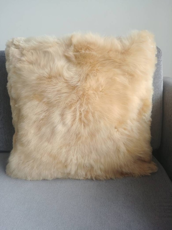 beige fur pillow