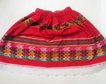 colorful peruvian fabric skirt , Multi Color Girls Skirt