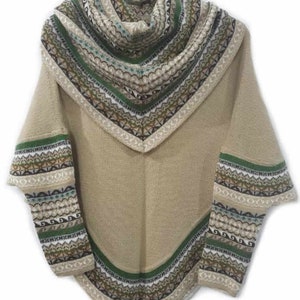 luxuriöses Damen Superfine Alpaka Wolle Poncho Cape mit Ärmeln Bild 4