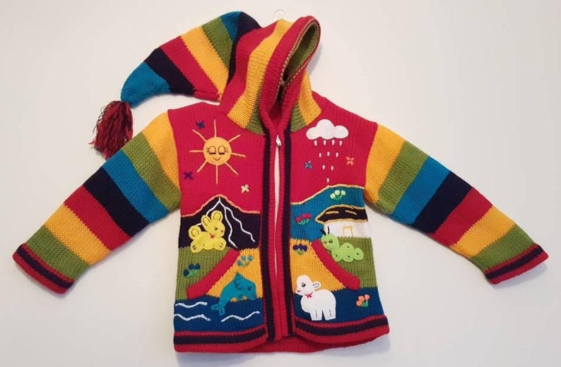 cardigan maglione in lana per bambini con dettagli ricamati scegli il tuo colore immagine 3