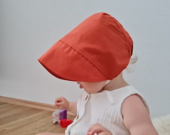 Organic Baby bonnet with Visor, Bio Cotton Infant Girl Brimmed bonnet, Newborn girl summer hat, Baby Bonnet Cap, newborn frill Sunbonnet