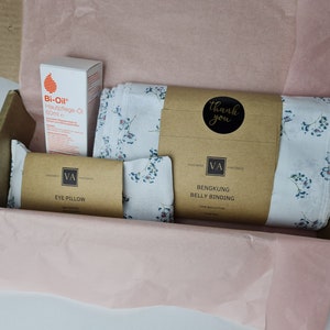 Pregnancy gift, postpartum care package for new mom, self care gift box for pregnancy / Bengkung, care oil, Eye mask, bow