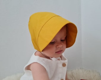 Baby bonnet with Visor, Bio Cotton Infant Girl Brimmed bonnet, Newborn girl hat, Sun Beach baby Bonnet Cap Hat, newborn frill Sunbonnet