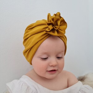 Baby hat cotton with pompon, Organic baby girl turban, Newborn coming home outfit, handmade baby beanie hat, baby headwrap, baby girl gift