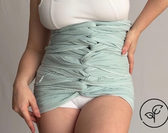 Mint Muslin Bengkung belly bind, Organic Maternity belt, double-layered Muslin Bengkung, Gentle Postpartum care wrap, Postnatal supports