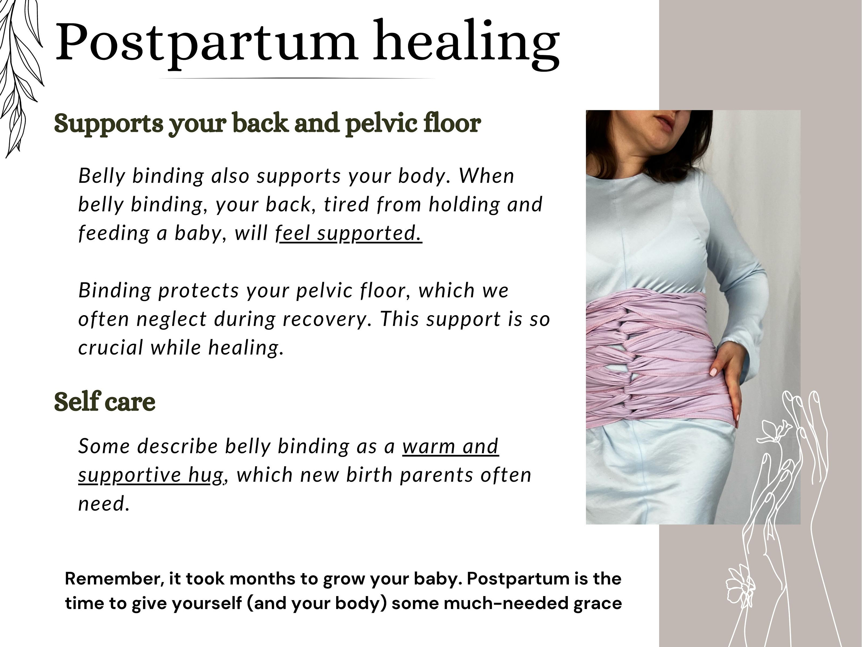 Unbleached Benkung Belly Bind, Natural Bio Cotton, Postpartum Wrap, Postnatal Binder, Organic