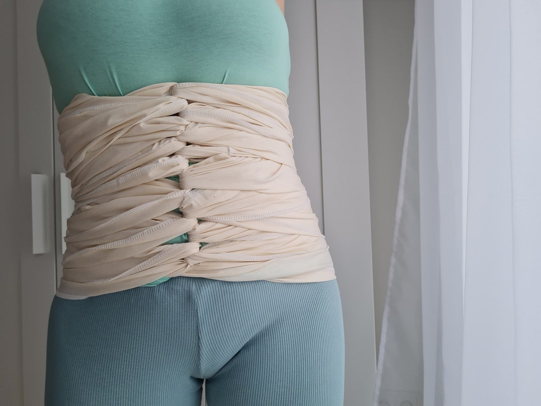Unbleached Benkung Belly Bind, Natural Bio Cotton, Postpartum Wrap, Postnatal Binder, Organic