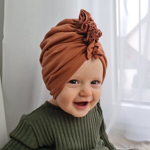 Kids turban ruffle, handmade baby hat organic cotton, spring baby girl hat, newborn girl coming outfit, newborn hat beanie, baby headwrap
