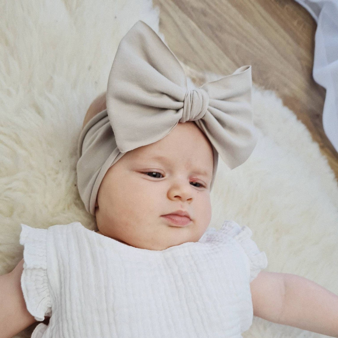 Baby hair band baby hair band bow baby band beige Etsy