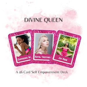 Divine Queen Oracle Deck - Self Empowerment Oracle Cards - Pink Oracle Cards - Pink Tarot Cards - Divination Duchess - Printable Card Deck