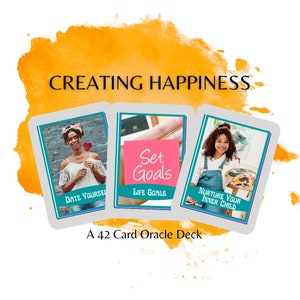 Creación de la baraja de oráculo de la felicidad - Tarjetas de oráculo felices - Baraja de tarot de la felicidad - Baraja de manifestación - Cartas de manifestación - Baraja imprimible