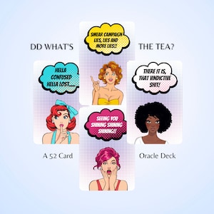 What&#39;s The Tea? Messy Gossip Oracle Cards - Printable 52 Card Deck (PDF)