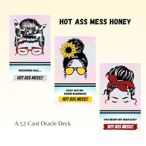 Hot Ass Mess Oracle Deck - Gossip Oracle Cards - Gossip Tarot Deck - Divination Duchess - Evil Eye Tarot - Funny Tarot - Printable Deck