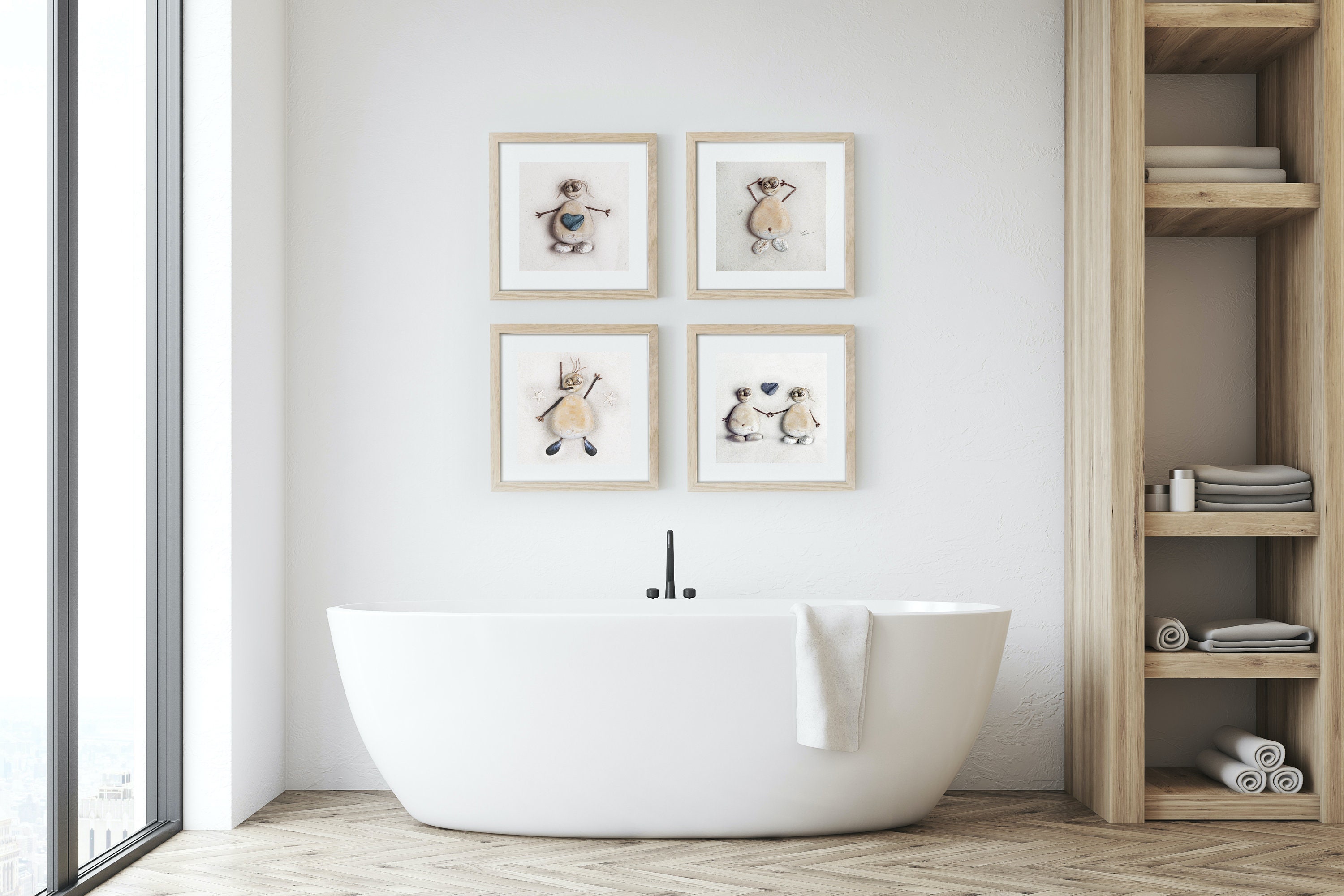 Set of 4 Prints: Original Bathroom Wall Art Cute Wall Art | Etsy