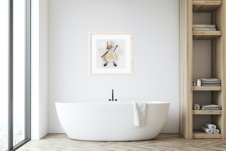 Original Bathroom Wall Art Diver Pebble Art Cute Wall Art Etsy UK