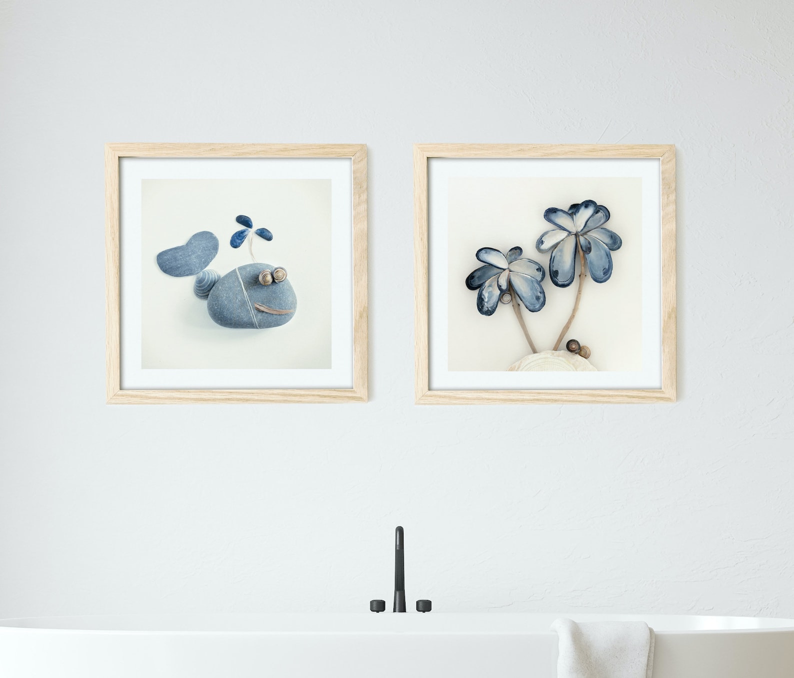 Set of 2 Original Bathroom Art Blue Bathroom Wall Art Etsy UK
