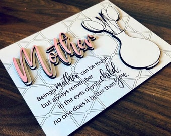 Mothers day laser cut template, Flowers, Mother, Mum, Mom, Quote, Laser templates, Laser cut files, tulips, Digital files