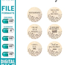 Funny Saying Keyring SVG Bundle, Laser Cut Files (Digital Download)