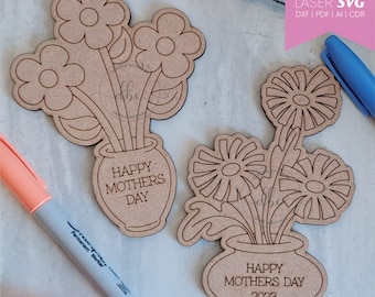 Flower Bouquet laser ready files SVG, Mother's Day DIY crafts, Laser cut templates, Digital download, Flower SVG