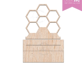 Laser cut files, SVG, Illustrator AI, Jewlery holder, Honey comb, Jewellery Holder, EPS, earrings, laser engrave