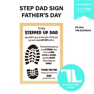 Naar mijn opgevoerde vader teken voor lasersnijden, glowforge ready bestanden, digitale download, SVG gesneden bestanden, Happy Fathers Day sign, stiefvader