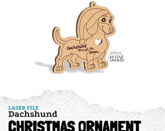 Dackel-Weihnachtsbaumschmuck SVG, Dackel-Laserschnittdatei, Haustier-Weihnachtsbaumschmuck