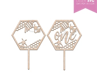 Laser cut bee cake topper, Happy bee day, birthday cake topper, Mommy to bee Cake topper, laser cut files, glowforge files