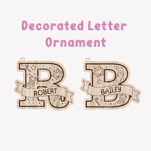 Kerst alfabet decoratieve letters A-Z lasergesneden bestanden SVG, kerstman, rendieren, sneeuwpop, Glowforge klaar bestanden, kerst 2024