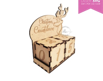 Laser Cut Christmas Countdown File (svg, eps, dxf, ai, cdr, pdf)