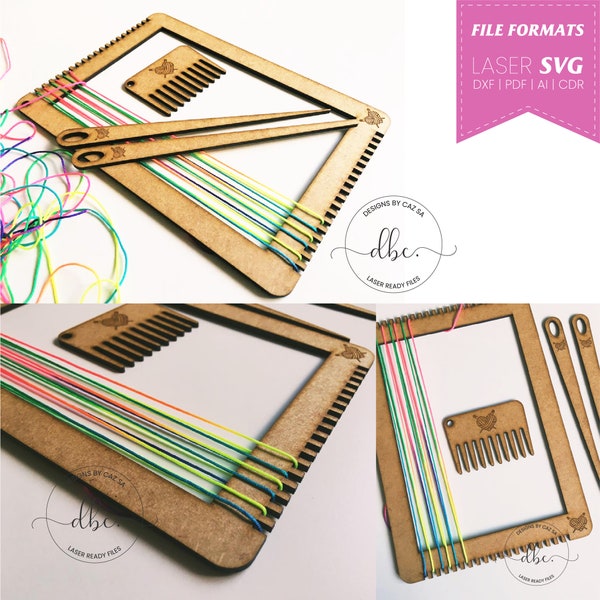 Weaving Loom project for kids, Laser template glowforge svg cut files, Mother's Day gift for her, Fun weaving loom project, Commercial use