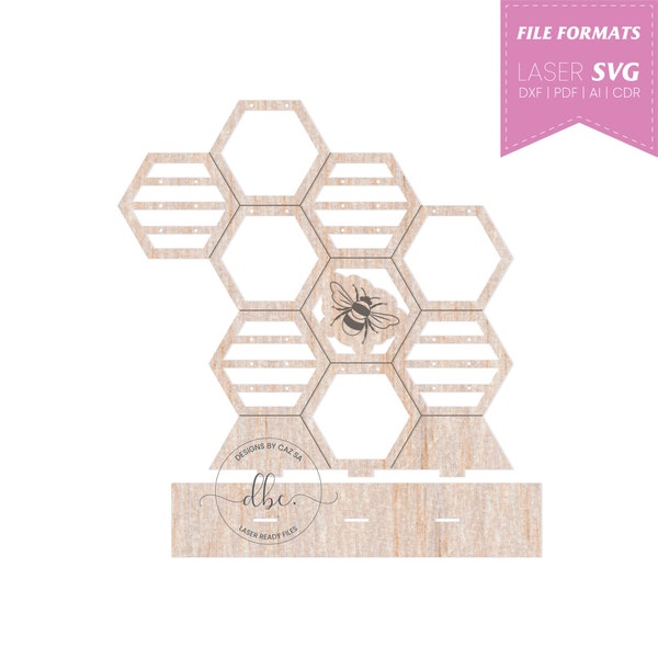 Jewellery Stand, Holder, Bee jewellery stand,SVG File, Laser cut Files,Laser template, Laser earrings