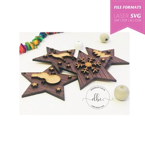 Christmas ornaments, Star, Christmas, Laser cut files, Cut files, Cricut maker, Glowforge, Reindeer, Snowflake, Christmas tree,SVG Cut files